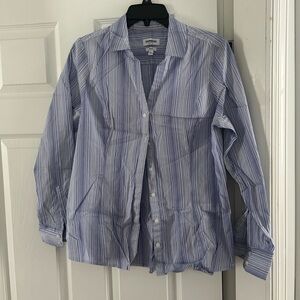 Express Blue and White Striped Shirt